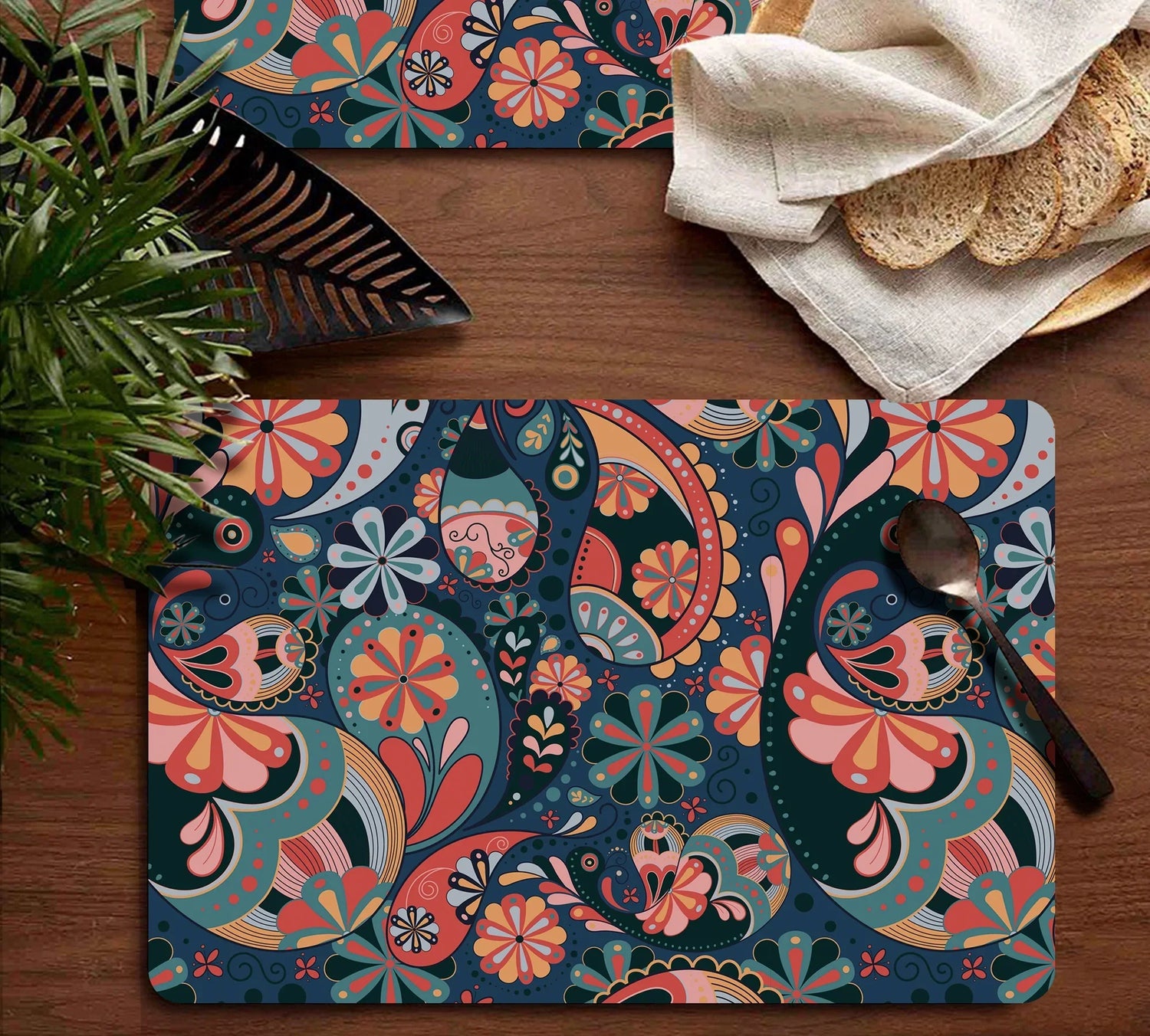 Colorful and patterned placemats for dining