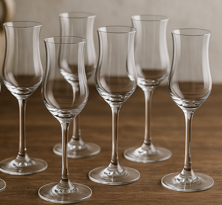 SmartServe 100ml Stemmed Sherry Glasses Set of 6 | Lead-Free Snifter Glasses for Whiskey, Scotch, Grappa, Cognac, Liqueurs, Dessert Wines & Spirits | Premium Antique Style Gift