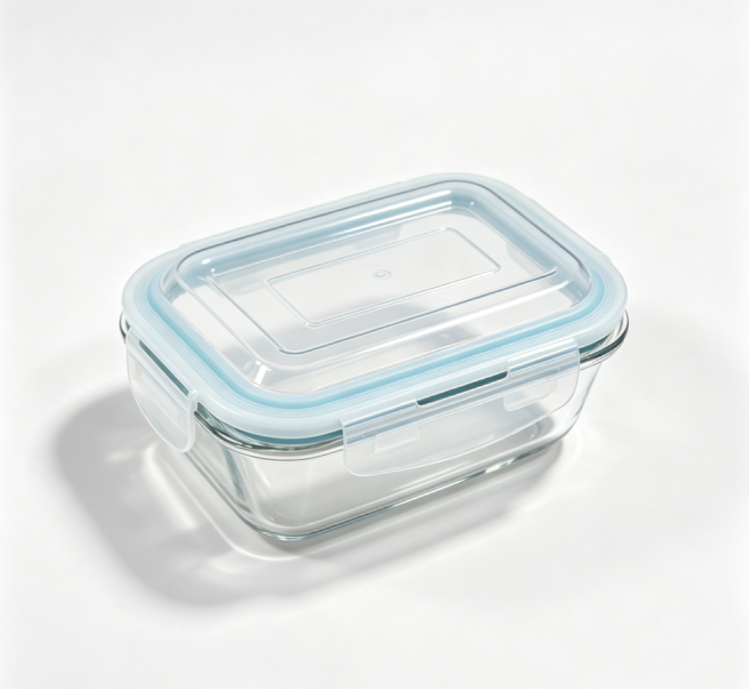 Smartserve Rectangle Borosilicate Glass Lunch Box Set of 2, 370 ML Each | Food Storage Containers with Lids | Meal Prep, Snacks, Office & Home Use