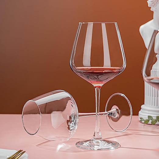 Red wine glasses in a stylish crystal design for any event.