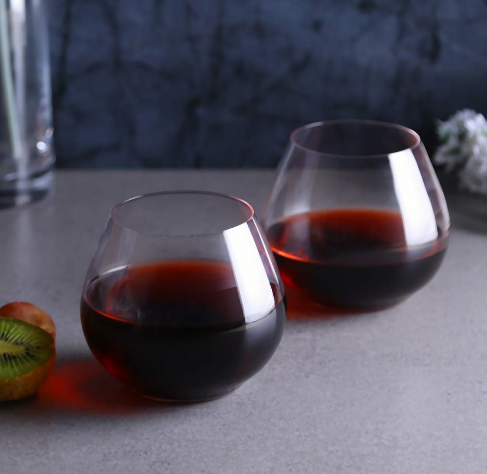 Lead-free crystal stemless wine glasses for refined enjoyment