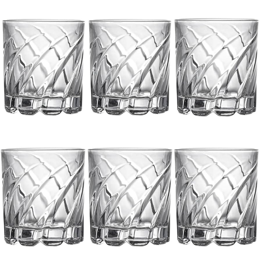 smart"serve" Dancing Base Whiskey Glasses 280 ml Set of 6 | Unique Rolling Crystal Glass for Scotch, Bourbon, Cocktails | Lead-Free, Dishwasher Safe, Premium Barware & Gift