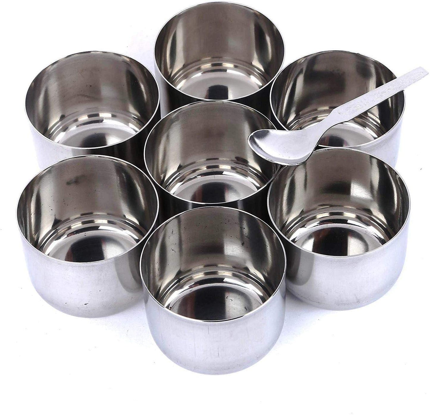 smart "serve" Stainless Steel Masala (Spice) Box/Dabba/Organiser with 7 Containers and Small Spoon Size No. 11 (19cm Dia)