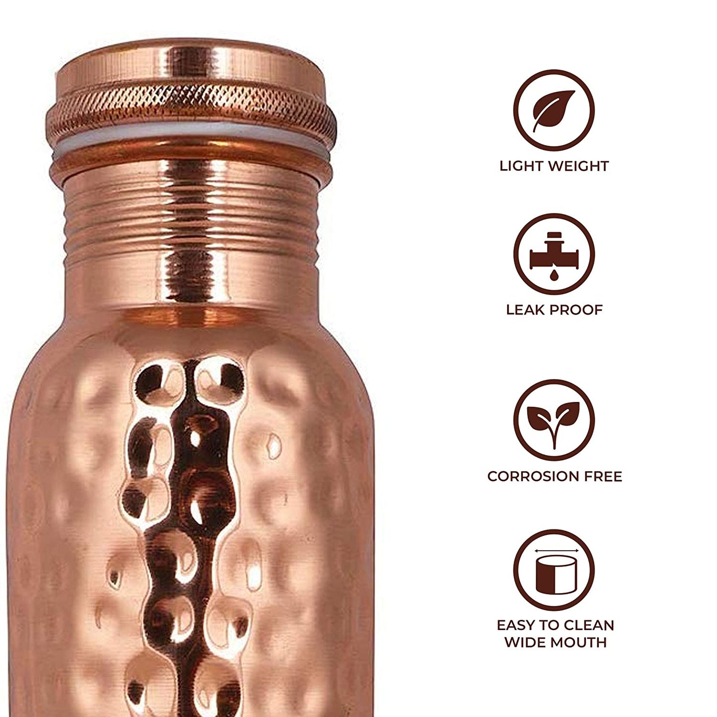 Seamless Hammered Copper Bottle - 500ml