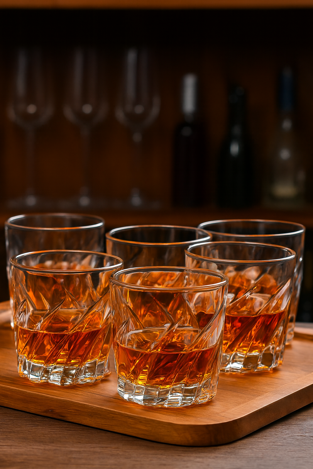 smart"serve" Dancing Base Whiskey Glasses 280 ml Set of 6 | Unique Rolling Crystal Glass for Scotch, Bourbon, Cocktails | Lead-Free, Dishwasher Safe, Premium Barware & Gift