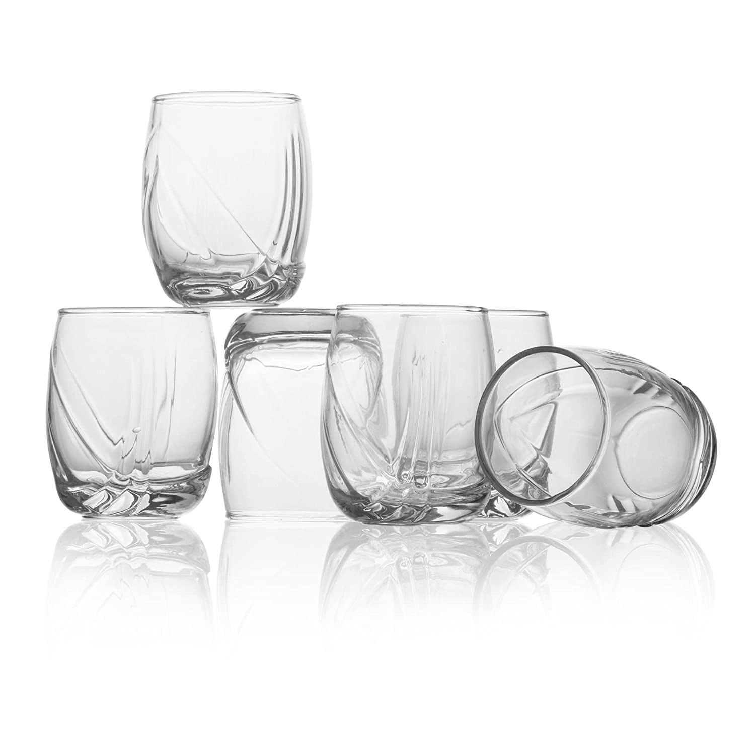 Set of six Globe glasses displayed.
