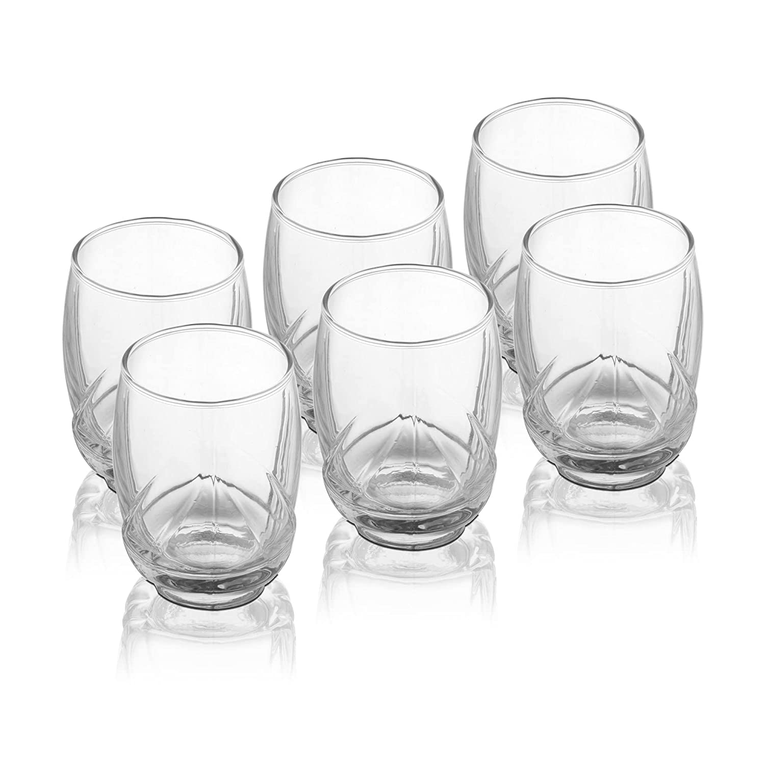 Globe 200ml glass set neatly arranged on a dining table.