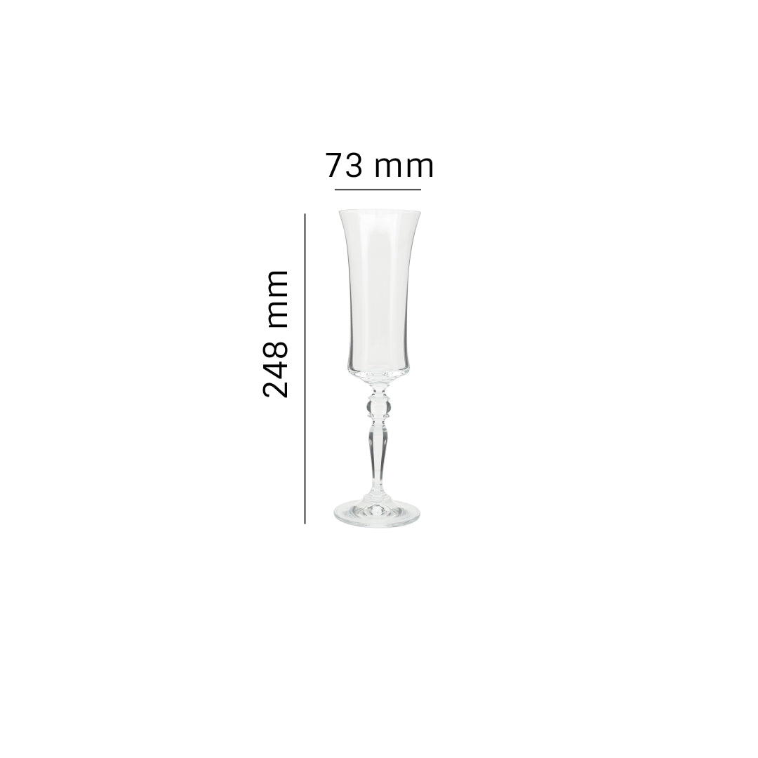 Dimensions of Champagne stemware showcasing exceptional craftsmanship