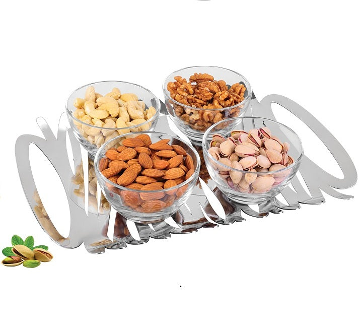 Rectangular Tray with polished stainless steel finish.
