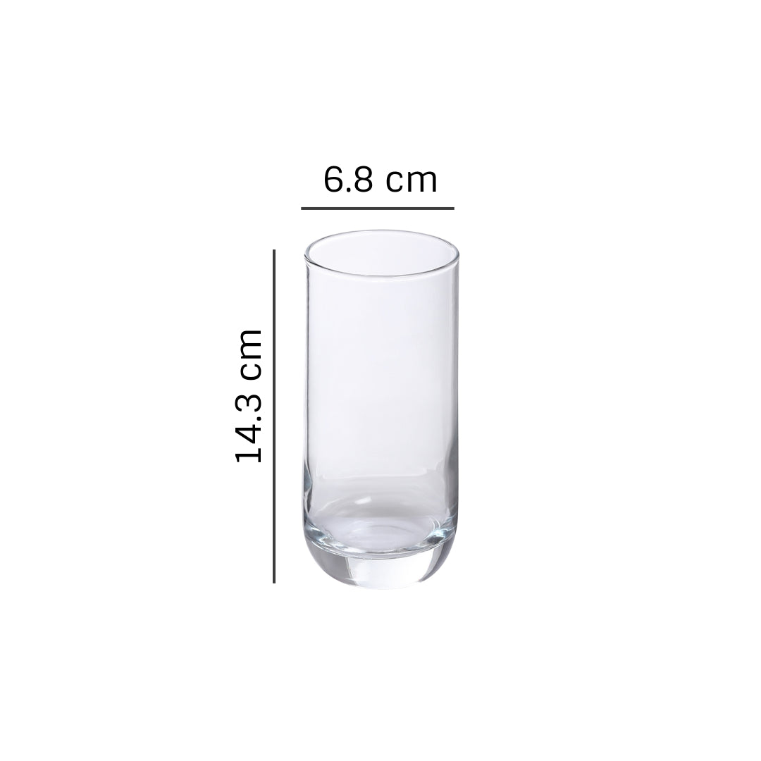 Smartserve Kouros Bar Imported Highball Tall Cocktail/Beer/Juice/Mocktail/Vodka/Whiskey/Coffee Glass Set, 360ml, Set of 2