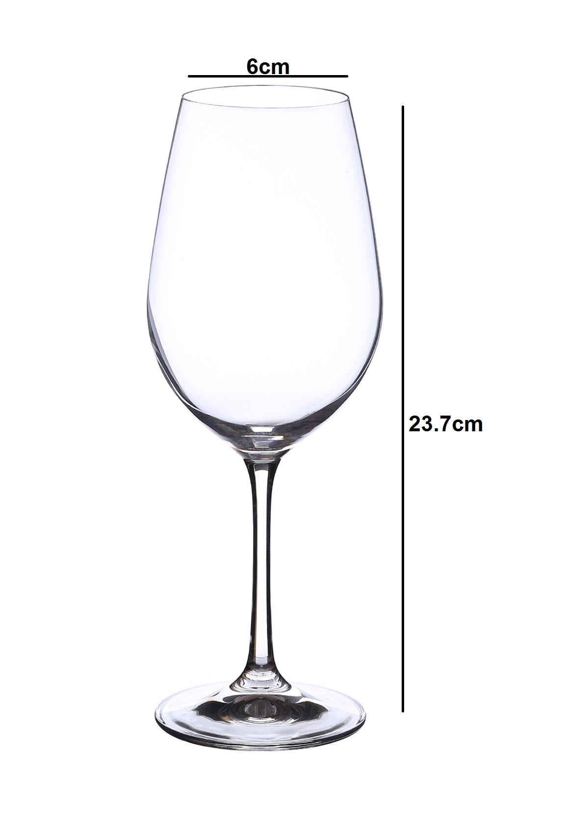 Dimensions of a Refined crystal wine glass ideal for wine tastings