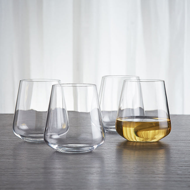 Sandra Whiskey Glass Set on a polished wooden table