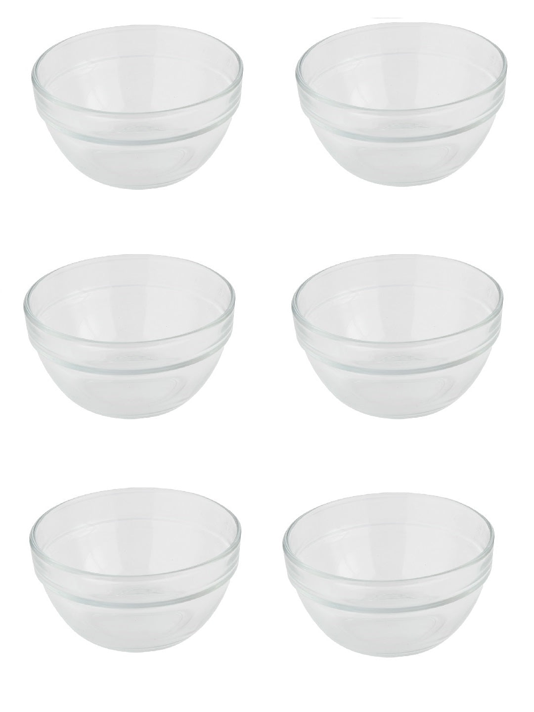 Clear Stackable Glass Bowls - Set Of 6