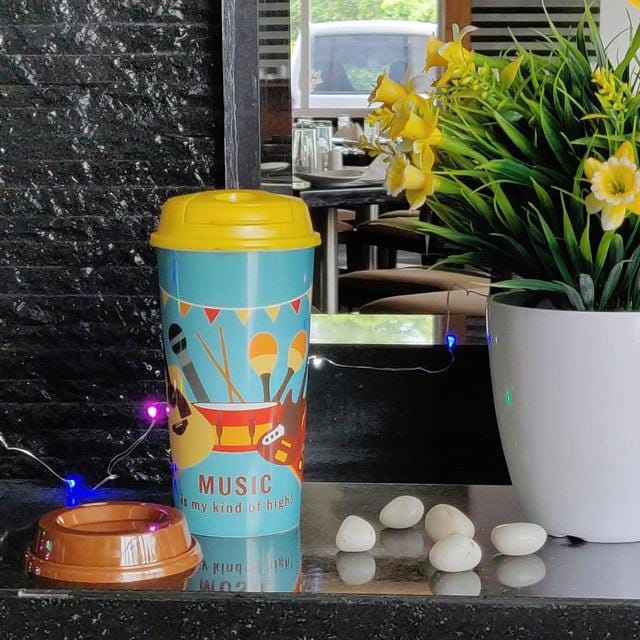 Stallion Designer Tumbler With Lid Multicolour - 475 ml - MUSIC | Chirpy Cups Sippers