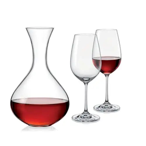 Bohemia Crystal Viola Wine Decanter set Crystal 3pcs, Transparent