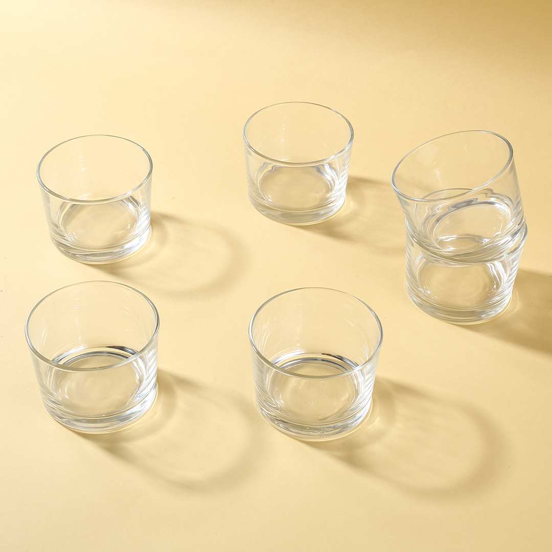 Grande imported glass dessert bowl set, ready for serving.