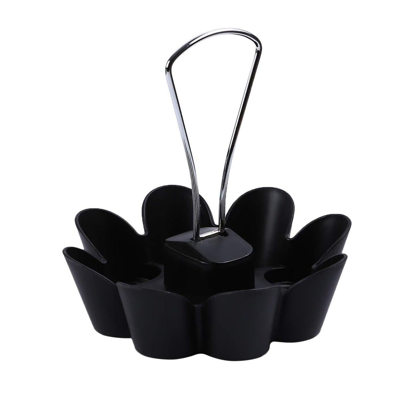 Trudeau Glass Bottle Flower Spice Rack Set, Set of 8, Black | Storage Bottles