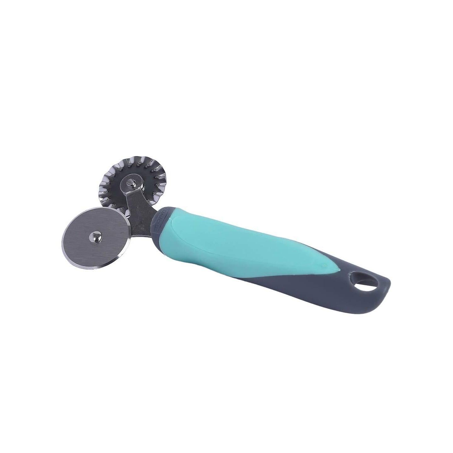 Trudeau Stainless Steel 2-in-1 Pastry Wheel, Grey/Green | Bakeware