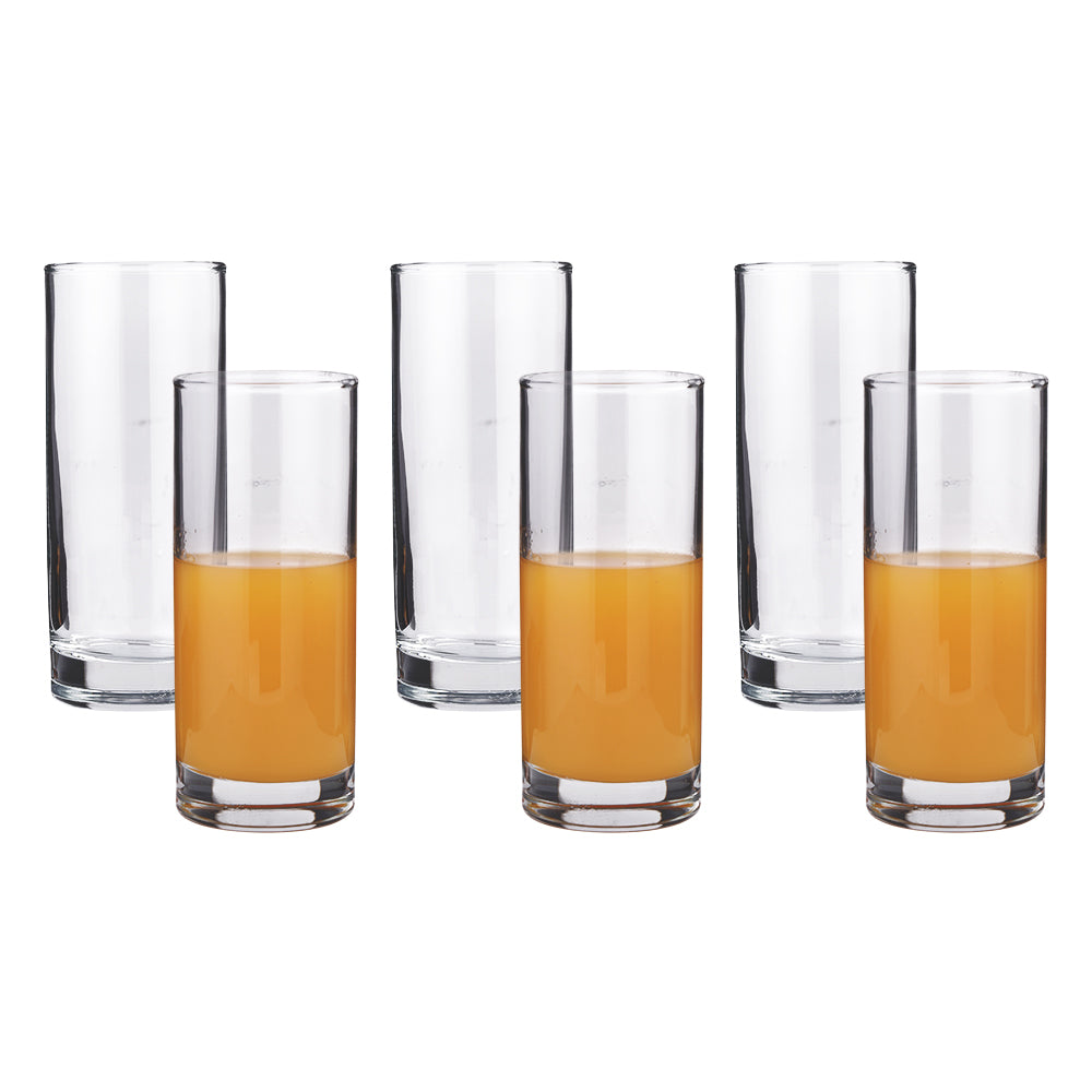 Smartserve Classico Imported Tall Water/Juice Glass Set, 275ml, Set of 6