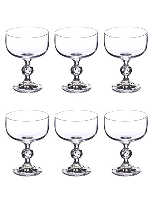Bohemia Crystal Claudia Ice Cream Cup Set, 200ml, Set of 6pcs, Transparent, Non Lead Crystal Glass | Ice Cream Cup