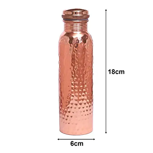 SmartServe Hammered Copper Water Bottle, 450ml, Set of 1