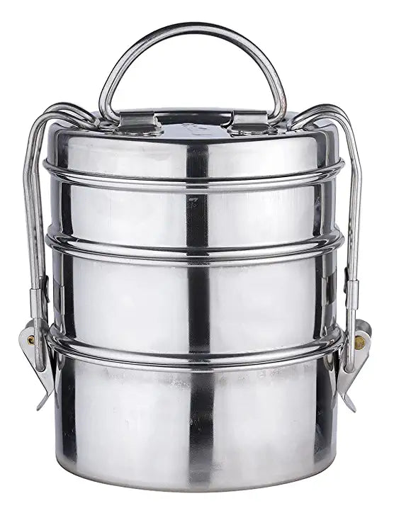 Smartserve Clipper Stainless Steel Tiffin/Lunch Box Set, Set of 3 Containers, Silver