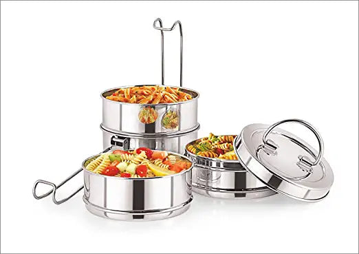 SmartServe Clipper Stainless Steel Tiffin Box Set, Set of 4 Container, Silver