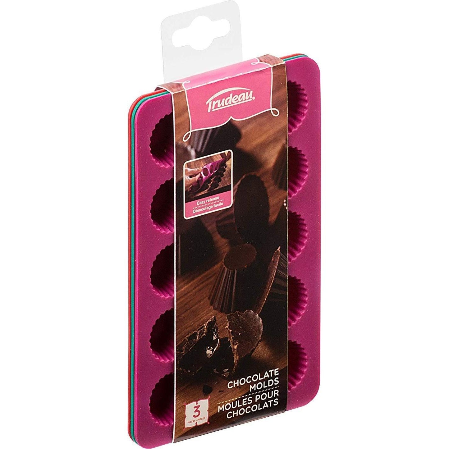 Trudeau Silicone Chocolate Mould Set, Set of 3, Pink/Green/Red | Kitchen Tools