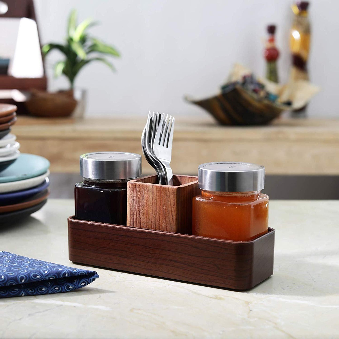 JVS Signature Series 2 Treo Jars (310ml) with 1 Cutlery Holder | Jars & Containers