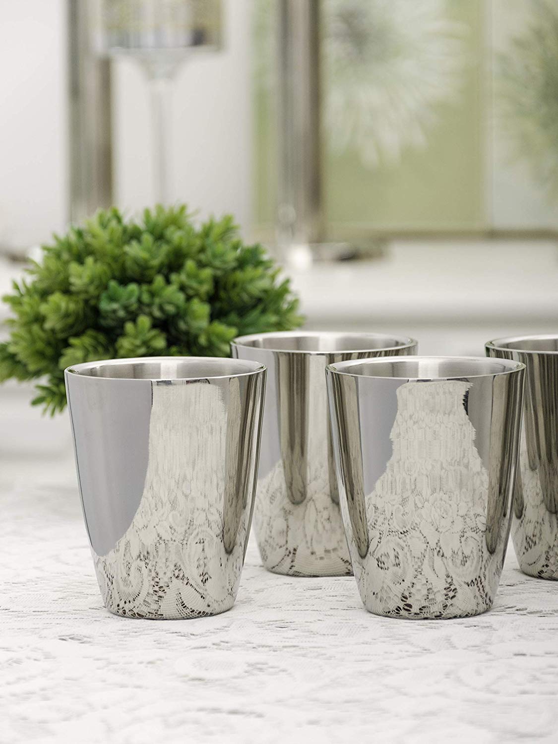 Sanjeev Kapoor Double Walled Stainless Steel Tumbler Set, 240ml, 6-Pieces, Premium Mirror Finish | Juice & Water glass