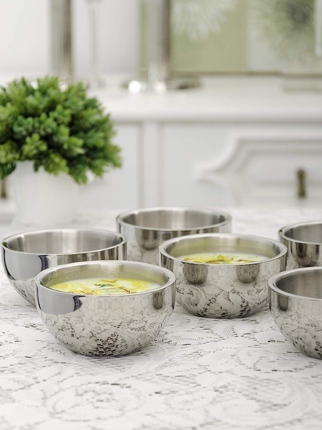 Sanjeev Kapoor Double Walled Stainless Steel Bowl Set, 6-Pieces, Mirror Finish | Katori
