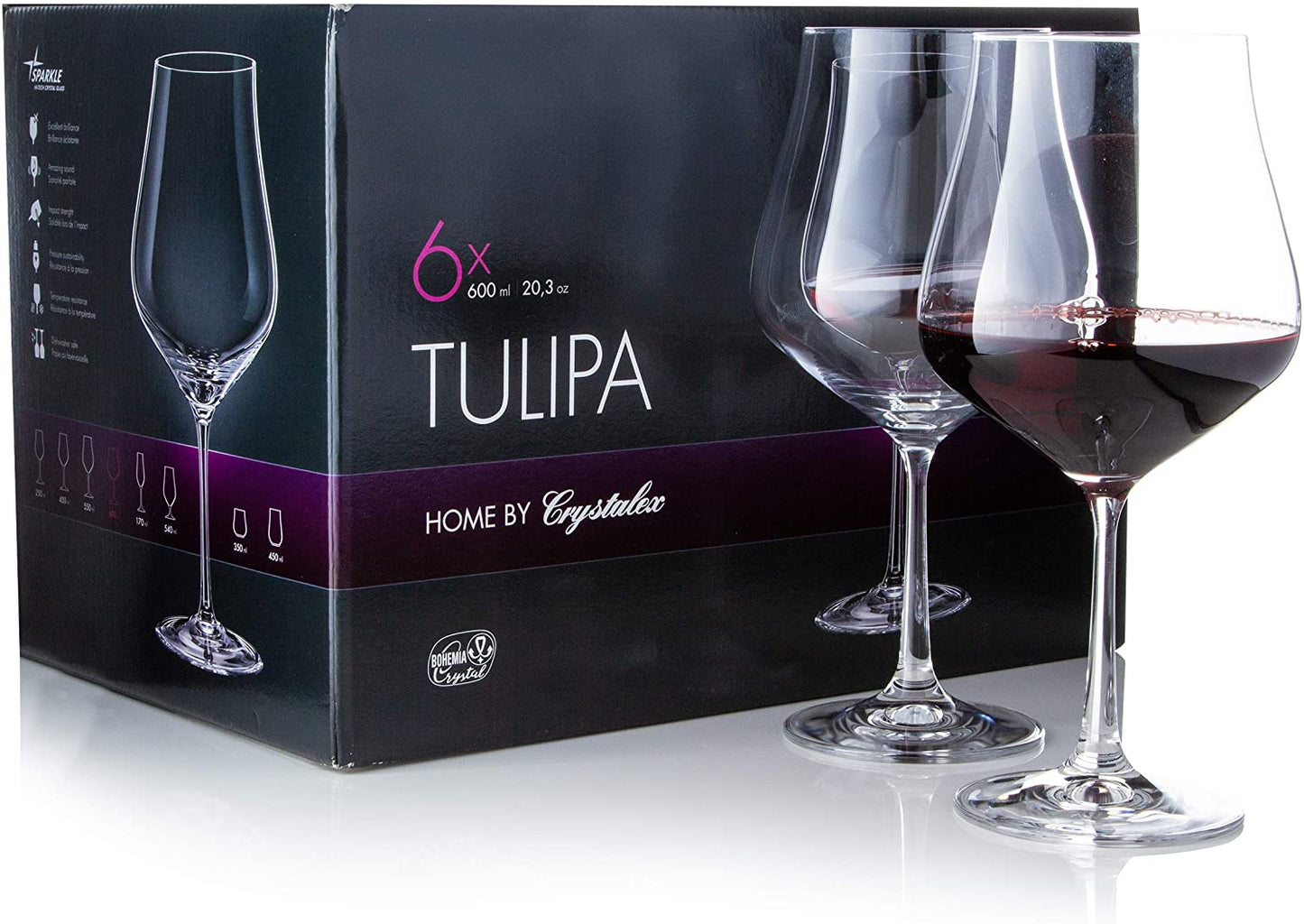 Durable and luxurious tulip-shaped wine glass