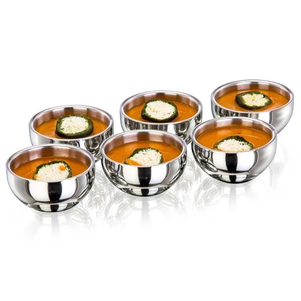 Sanjeev Kapoor Double Walled Stainless Steel Bowl Set, 6-Pieces, Mirror Finish | Katori