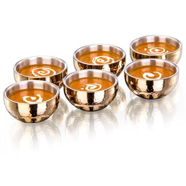Sanjeev Kapoor Double Walled Stainless Steel Bowl Set, 6-Pieces, Rose Gold Titanium | Katori