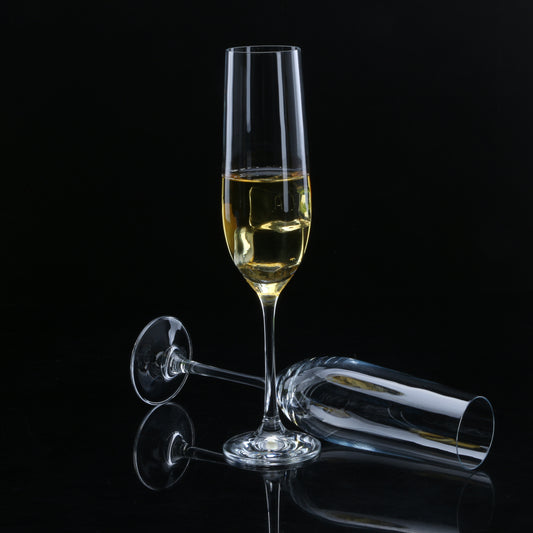 bohemia-crystal Viola Tall Champagne Flutes Glass Set, 190ml, Clear, Set of 2
