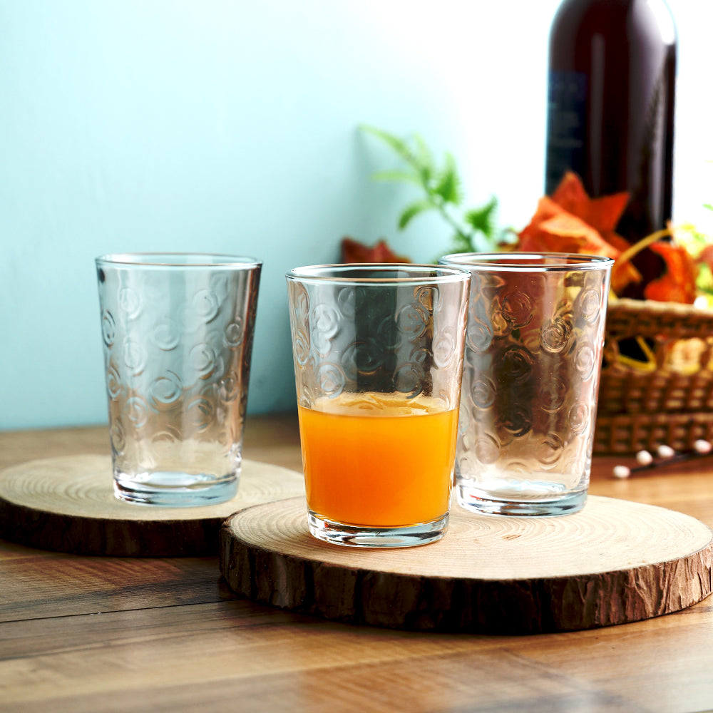Spiral-Patterned Beverage Glasses - Unique design adds elegance.
