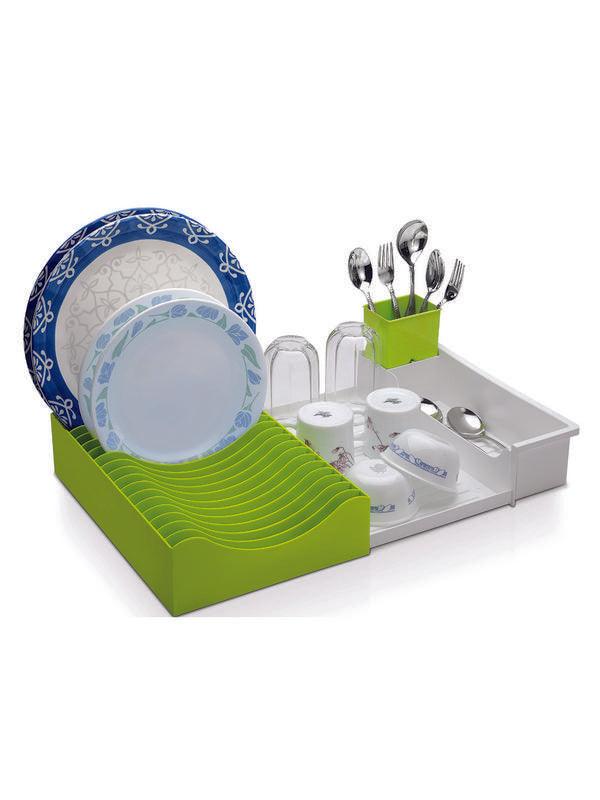 JVS Waves Extendable Dish Drainer -Green | Kitchen Storage
