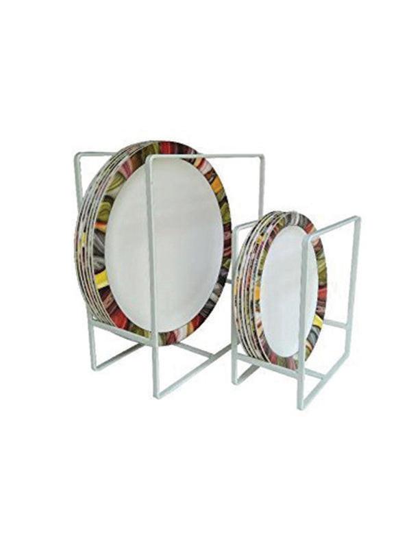 JVS Steel Plate Rack Set of 2 White | Kitchen Storage