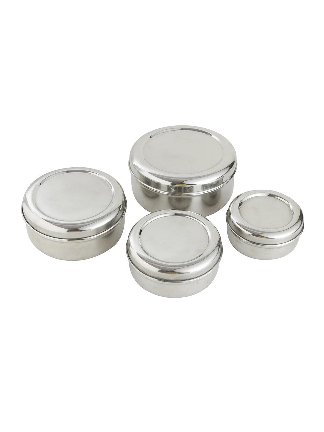 Smartserve Stainless Steel Sada Puri Dabba, Set of 4 | Food Container