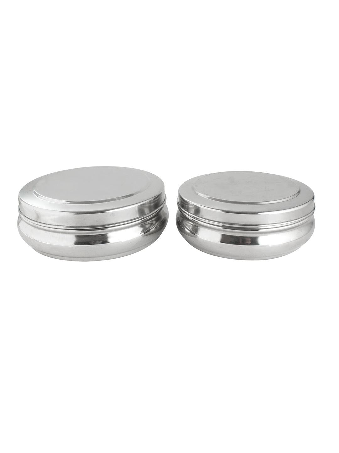 Smartserve Stainless Steel Dabba Food Storage Containers, (Set of 2- 17cm Dia & 19cm Dia) | Food Container