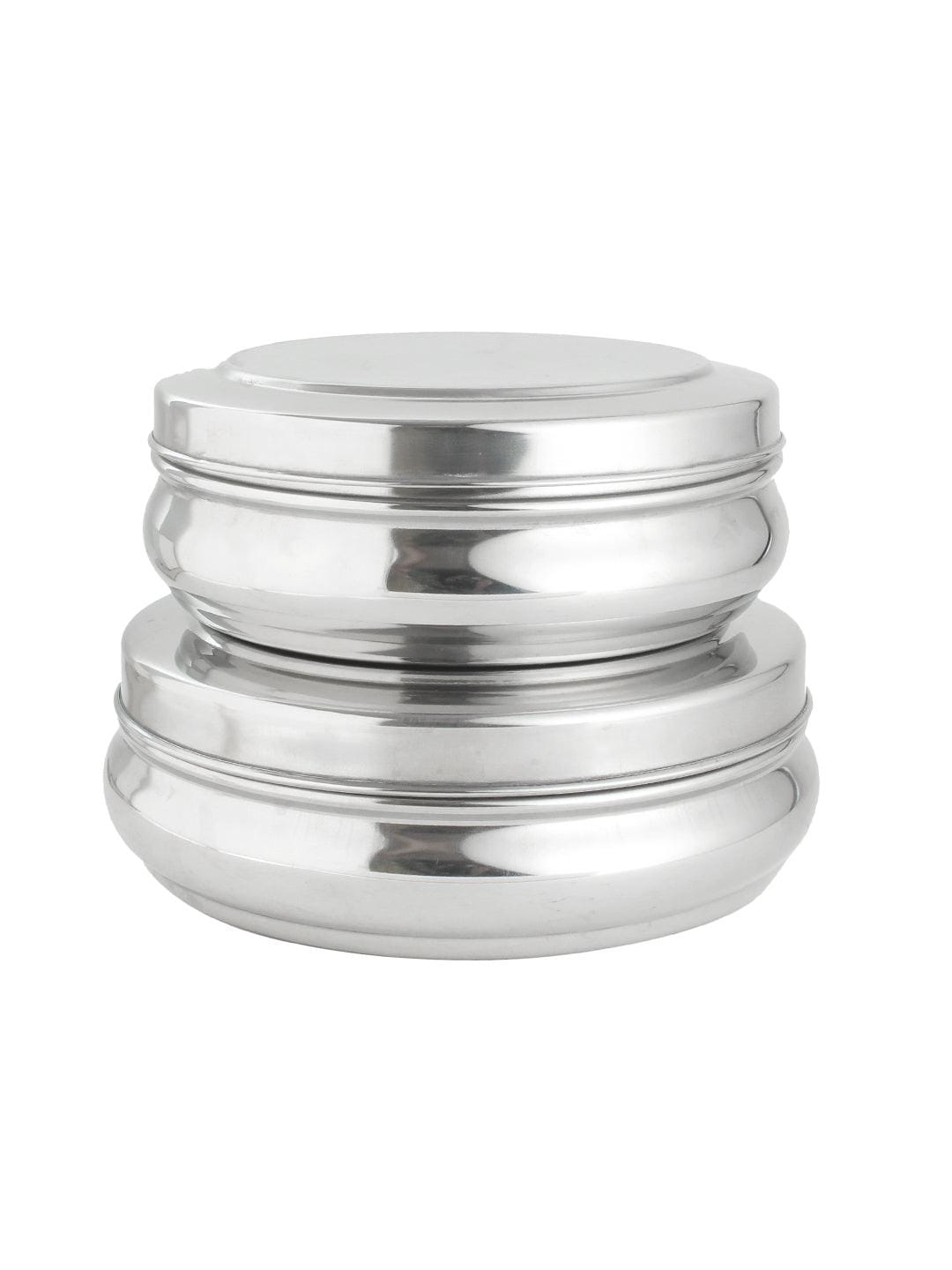 Smartserve Stainless Steel Dabba Food Storage Containers, (Set of 2- 17cm Dia & 19cm Dia) | Food Container