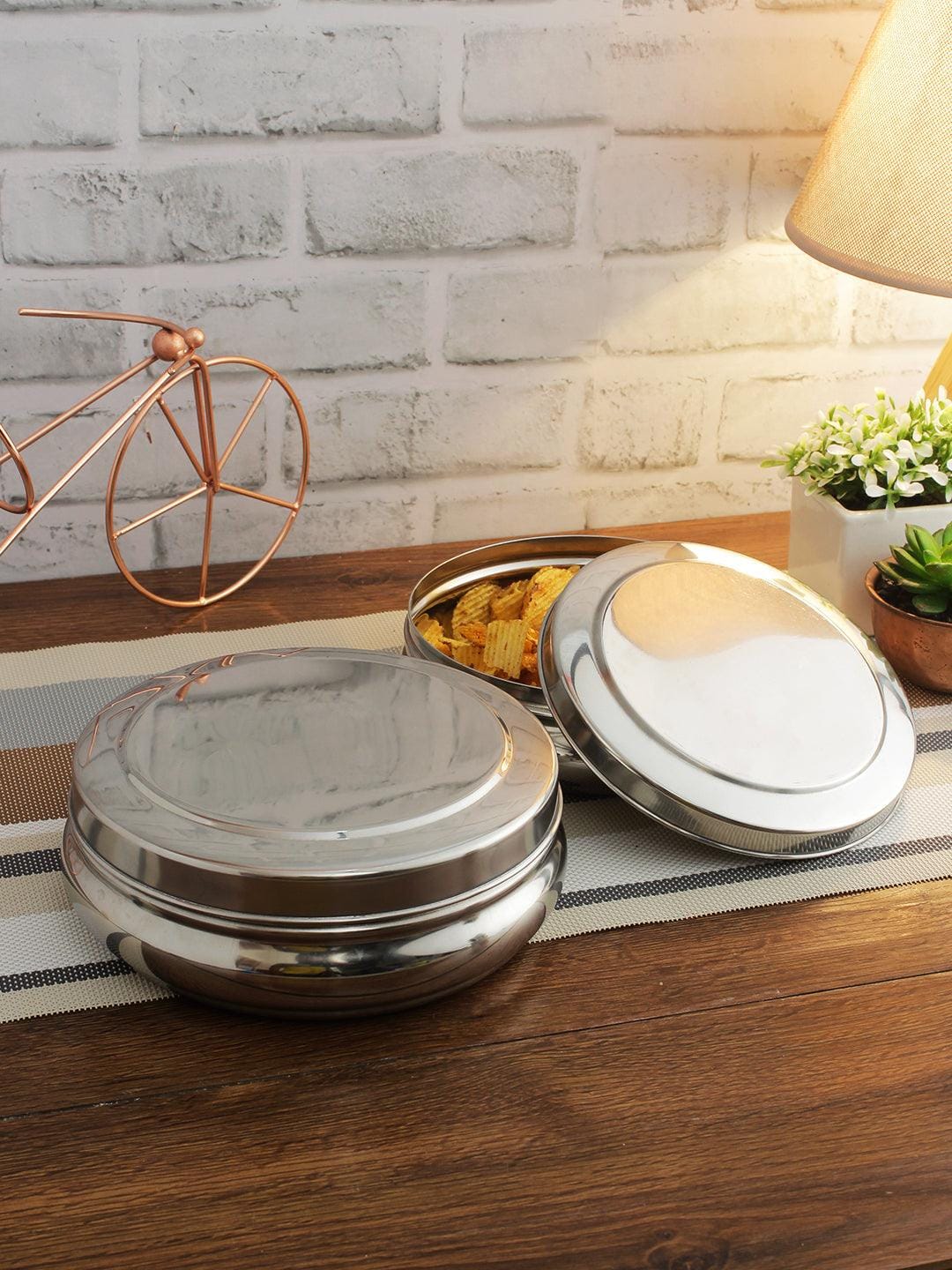 Smartserve Stainless Steel Dabba Food Storage Containers, (Set of 2- 17cm Dia & 19cm Dia) | Food Container