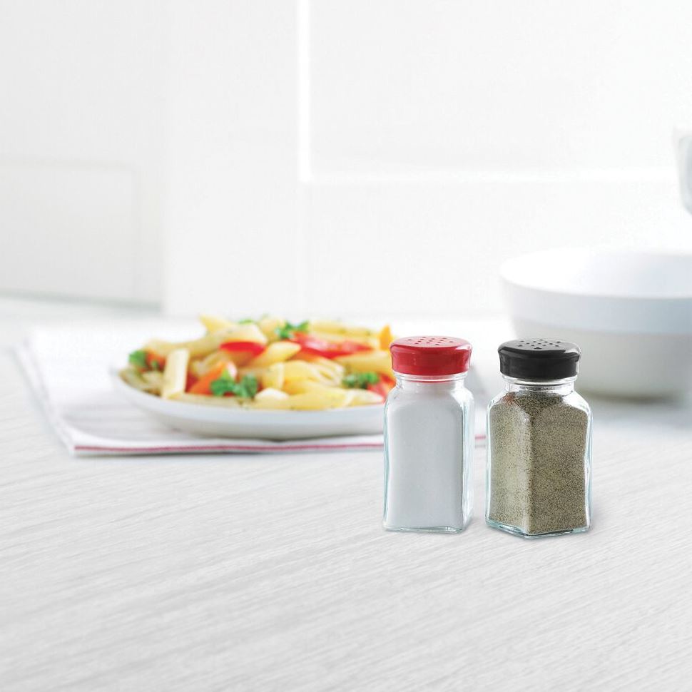 Trudeau Maison Wink Glass Salt N Pepper Shake Set, Set of 2, Red/Black |