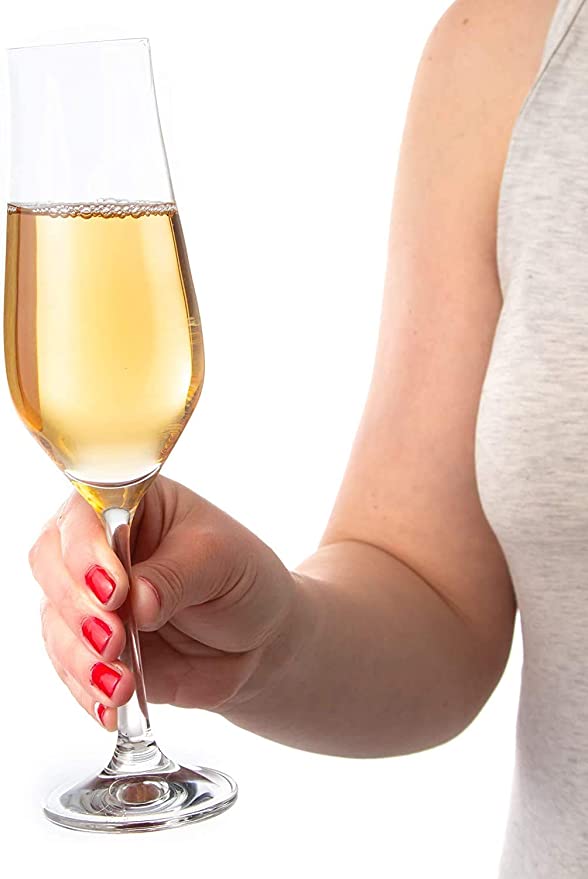 Elegant champagne glass with delicate stem