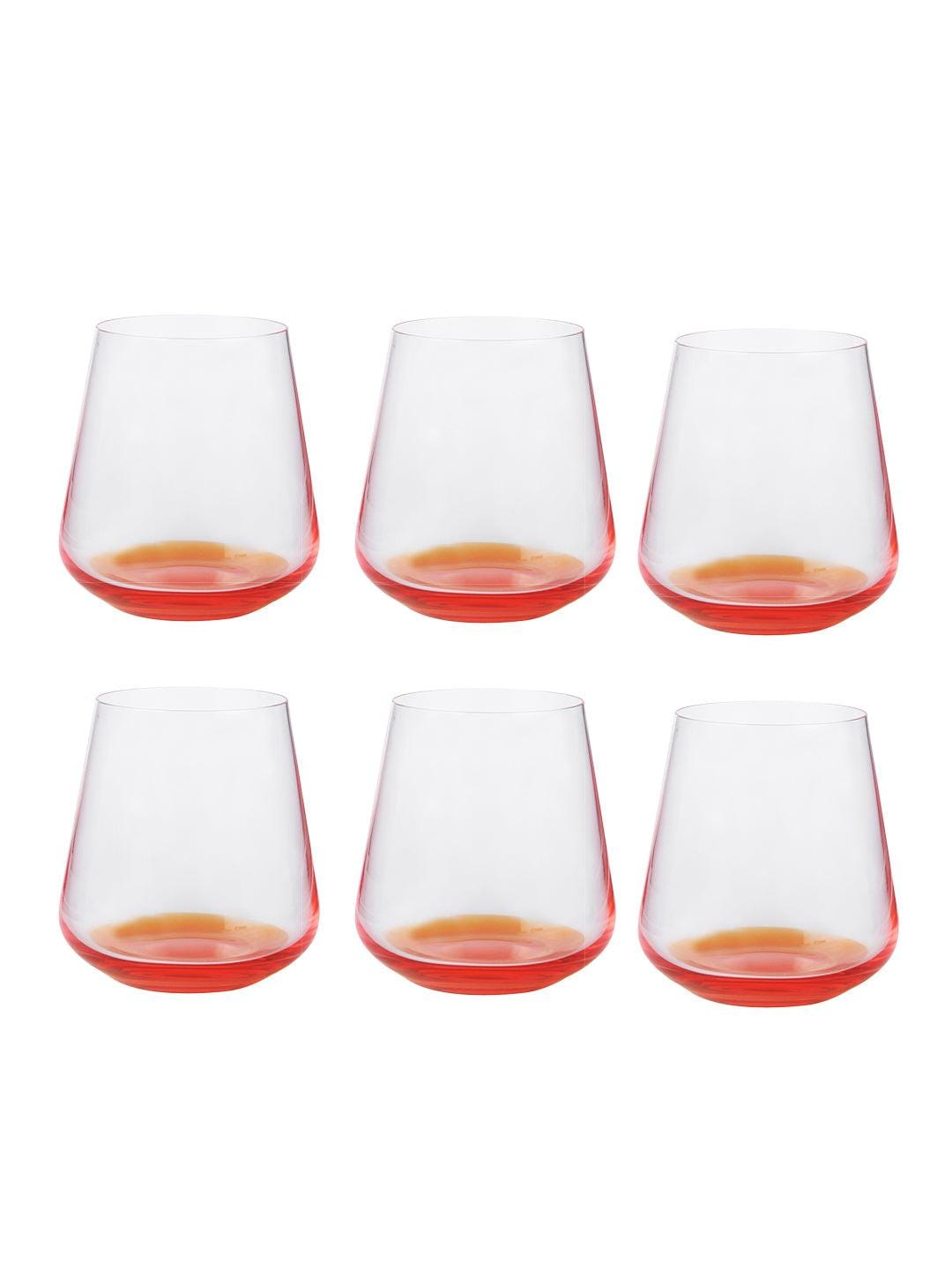 Whiskey Glass 400 ML Set of 6 Pcs, Orange Base | Bohemia Crystal Siesta | Whiskey Glass