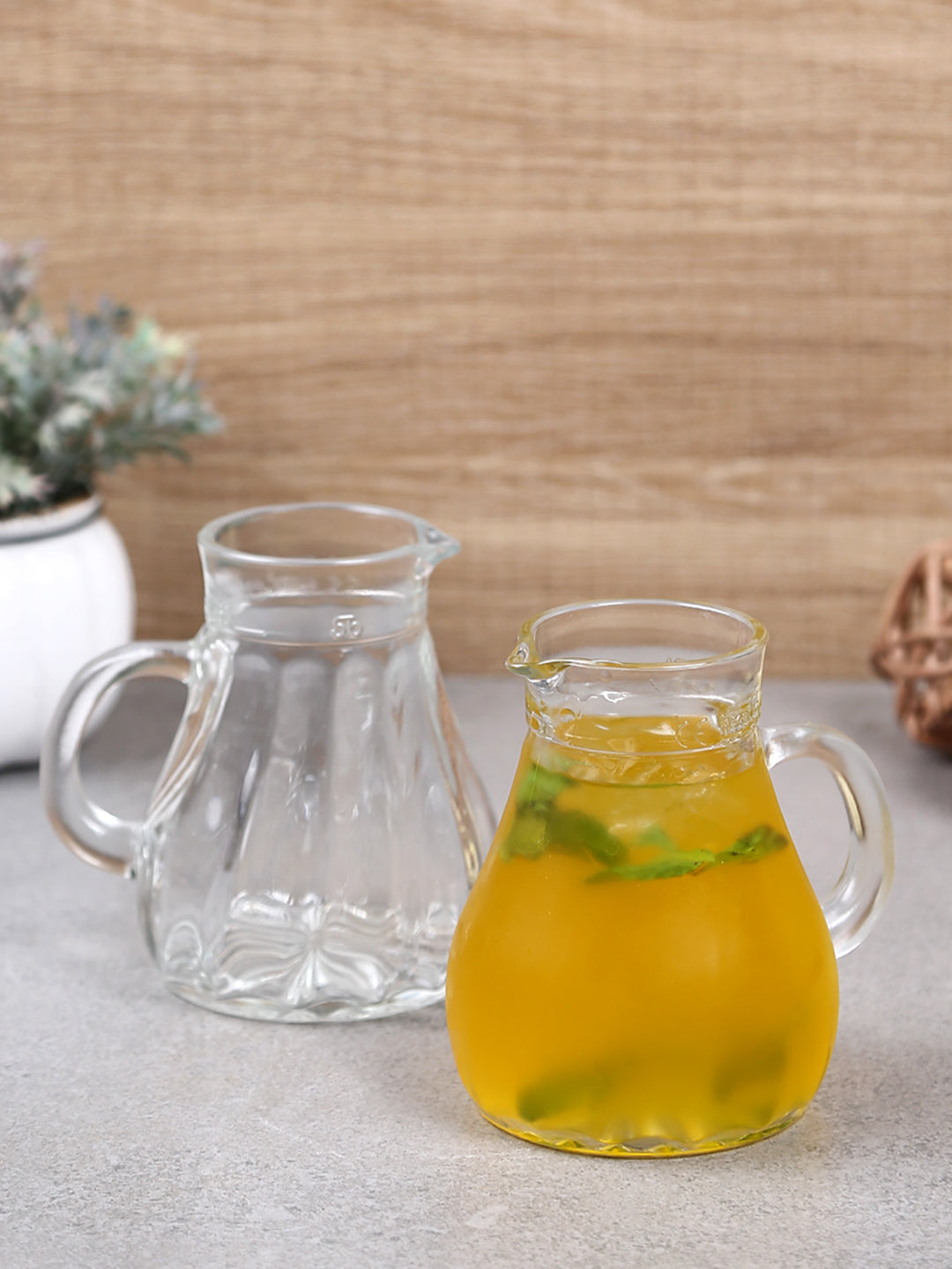 Imported glass jug set perfect for serving water and juice.