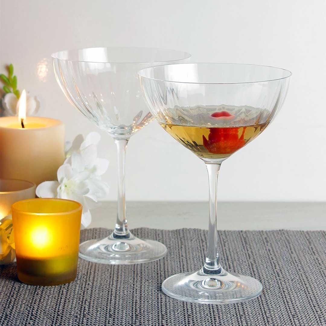 Bohemia Crystal Waterfall Cocktail Glass 340ML set of 6 pcs , Transparent , Non - lead Crystal | Cocktail Glass