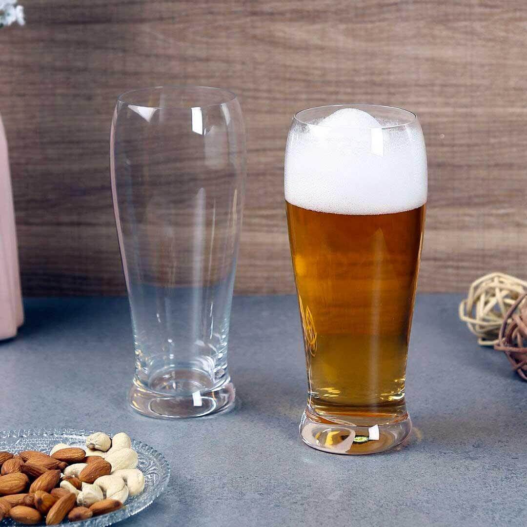 Bohemia Crystal Bar Beer Glass Set, 560ml, Set of 2pcs, Transparent, Non Lead Crystal Glass | Beer Glass