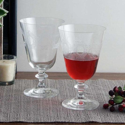 Close-up of Bella etched glass showcasing fine crystal craftsmanship.