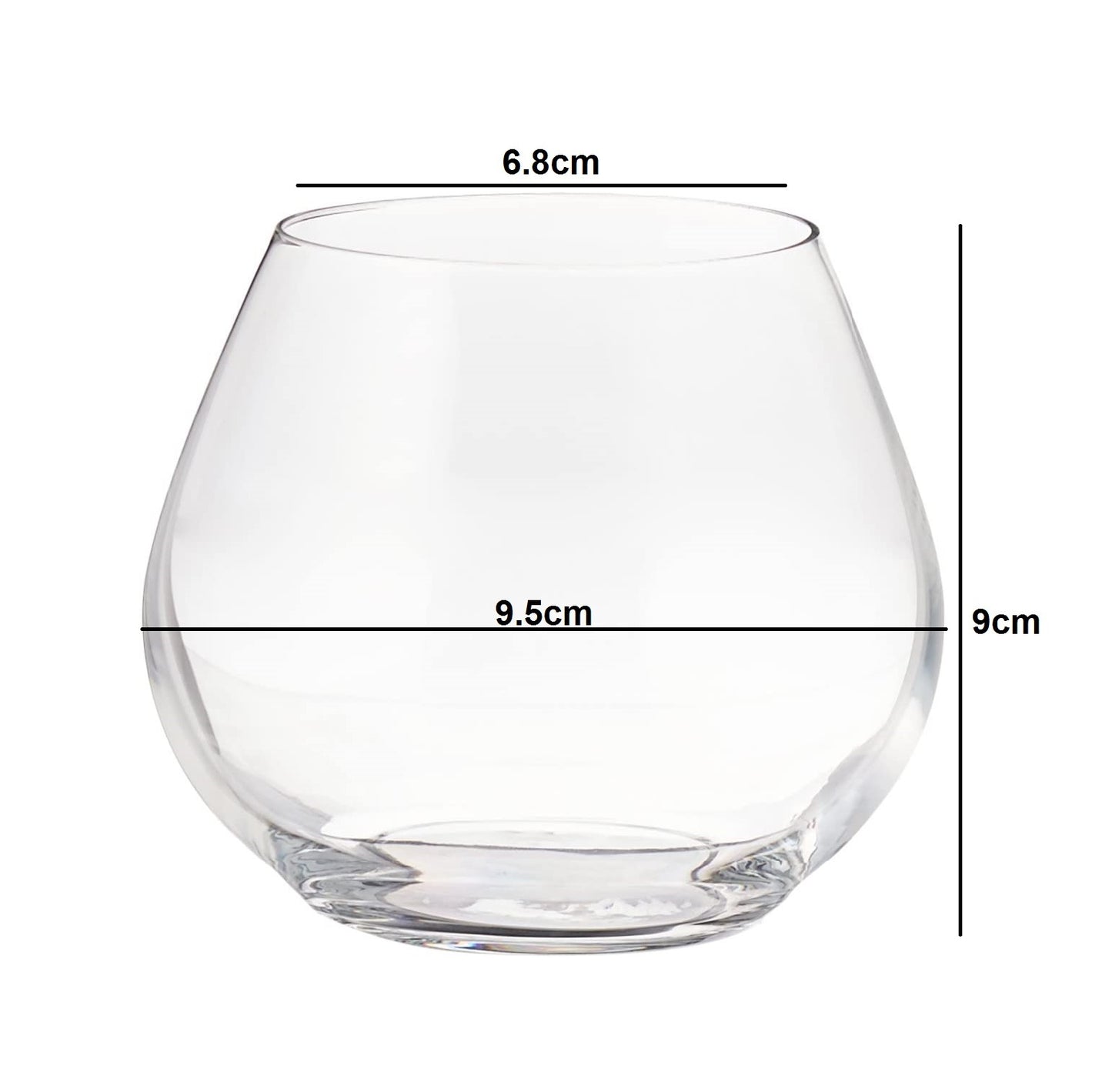 Dimensions of a Durable stemless wine glasses crafted for lasting quality